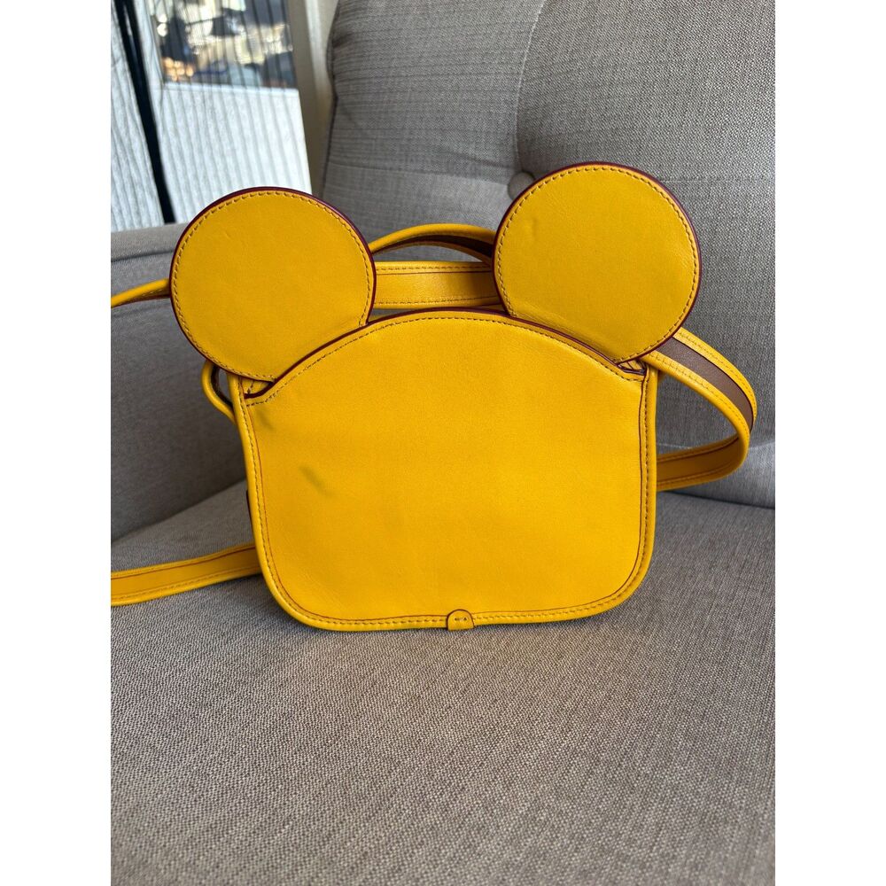 COACH x DISNEY MICKEY MOUSE W/Ears Crossbody Leather Bag Yellow limited edition - Picture 2 of 8